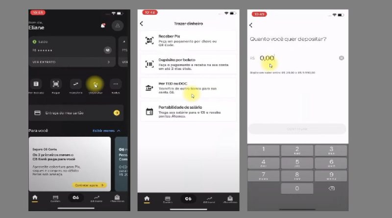 Como depositar dinheiro no C6 Bank